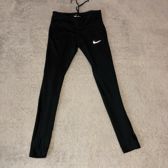 NIKE Dri-Fit Womens Black Running Pants Leggings Reflective Bars Sz Small - Picture 3 of 10